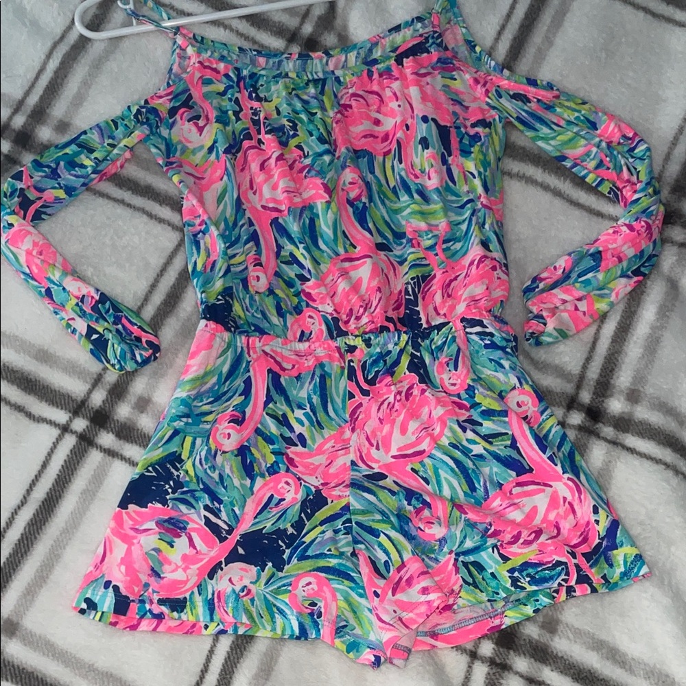 Lily Pulitzer Flamingo Print Kids Romper